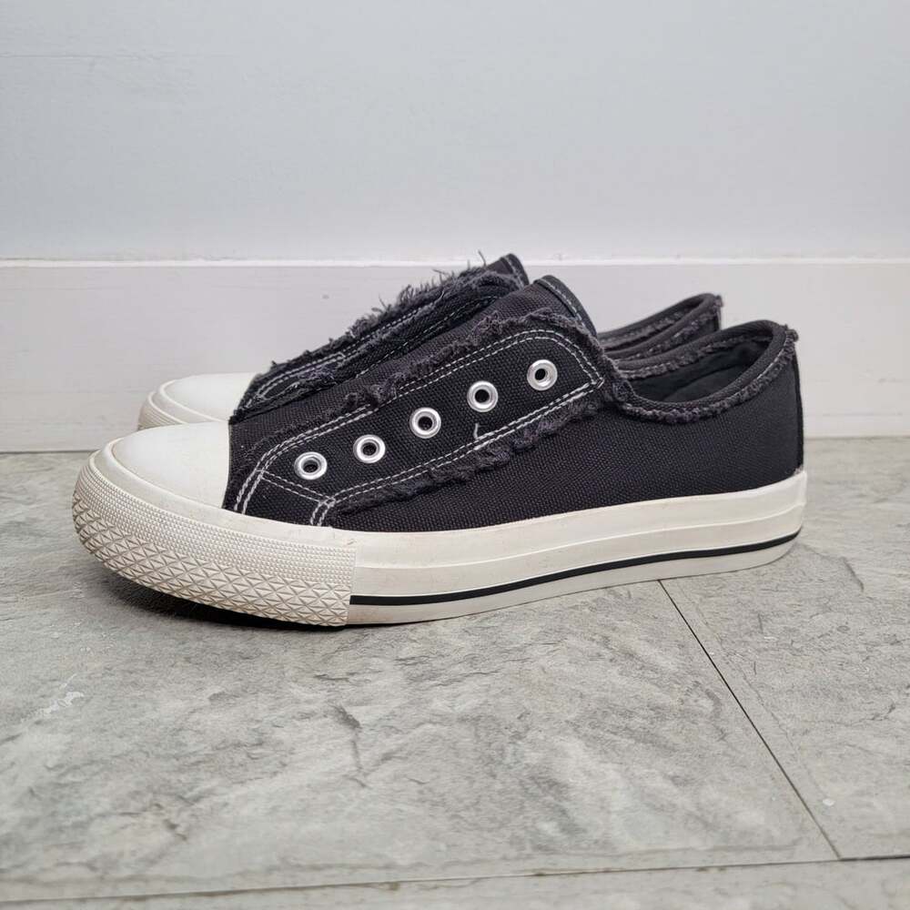 Sincerely Jules Vinnie Canvas Slip On Frayed Edge Sneakers Women's Size 6.5